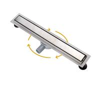 S SIENOC Desagüe de Ducha 50cm,2 en 1,360°Canaleta de desagüe de Acero Inoxidable 50cm Extremadamente Plano- Rejilla de Ducha de desagüe de Suelo de baño de Acero Inoxidable baño Largo Invisible