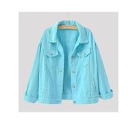 (S,Sky Blue)Women Spring And Autumn Coats Warm Solid Long Sleeve Denim Jacket Outerwear