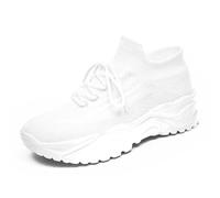 S Sneaker - Tenis de moda para las cuatro estaciones, con cordones, color sólido, tejido volador, tenis para correr, de espuma fresca, para mujer, White, 8.5 UK XX-Narrow