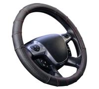 S SUMEX 2505FL1 Full Leather Funda de Volante Negra con Cosido Rojo Diámetro de 37-39 cm