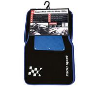 S SUMEX Aft1000 Alfombra con Placa Aluminio Alfombrillas de Moqueta Universales para Coche Borde Color Azul Alfombrillas Antideslizantes y Lavables Delanteras 46x70cm Traseras 46x35cm