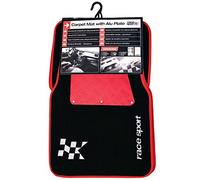 S SUMEX Aft3000 Alfombra con Placa Aluminio Alfombrillas de Moqueta Universales para Coche Borde Color Rojo Alfombrillas Antideslizantes y Lavables Delanteras 46x70cm Traseras 46x35cm