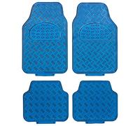 S SUMEX Alfombrillas de Coche Diseño Metálico, 4 Piezas 2 Delanteras y 2 Traseras SUV Furgonetas Coches Alfombrillas de Protección para Todo Tipo de Clima de Alta Resistencia, Acabado Azul