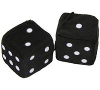 S SUMEX Dados Negros con Puntos Blancos para Retrovisor, Adorno Decorativo Colgante de Felpa para Coche, Estilo Retro Divertido, 7 x 7 cm
