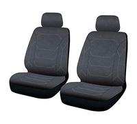 S SUMEX Funda de Asientos Universales para Coche, Juego Dos Asientos Delanteros de Polipiel con Relleno de Foam de 3mm, Modelo Venecia en Negro con Lineas Bordadas, 4 pcs