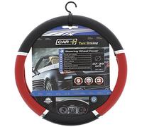 S SUMEX Funda de Volante PVC Diseño Deportivo Speed Color Rojo y Negro Diámetro 37-39 cm Mejor Agarre y Control