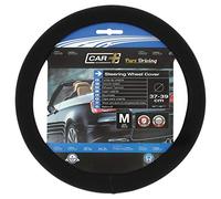 S SUMEX Funda de Volante Transpirable de Caucho con Acabado de Polipiel, con Acabado en Seda Negro, Universal para Volnates 37-39cm diametro