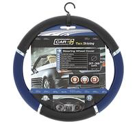 S SUMEX Funda Volante PVC Diseño Deportivo Speed Color Azul y Negro Diámetro 37-39 cm Mejor Agarre y Control