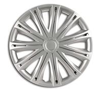 S SUMEX Juego de 4 Tapacubos de 14 Pulgadas Diseño Alabama Silver, Acabado Cromado y ABS Resistente a Fuertes Impactos, Duradero y Fiable con Anillo de sujeción Ajustable