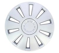 S SUMEX Juego de 4 Tapacubos de 14 Pulgadas Diseño Vermont Silver, Acabado Cromado y ABS Resistente a Fuertes Impactos, Duradero y Fiable con Anillo de sujeción Ajustable