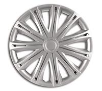 S SUMEX Juego de 4 Tapacubos de 15 Pulgadas Diseño Alabama Silver, Acabado Cromado y ABS Resistente a Fuertes Impactos, Duradero y Fiable con Anillo de sujeción Ajustable