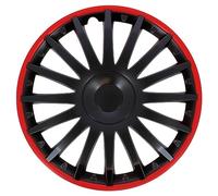 S SUMEX Juego de 4 Tapacubos de 15 Pulgadas Diseño Florida Ro Black, Acabado en Negro y ABS Resistente a Fuertes Impactos, Duradero y Fiable con Anillo de sujeción Ajustable