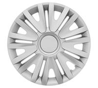 S SUMEX Juego de 4 Tapacubos de 15 Pulgadas Diseño Illinois Silver, Acabado Cromado y ABS Resistente a Fuertes Impactos, Duradero y Fiable con Anillo de sujeción Ajustable