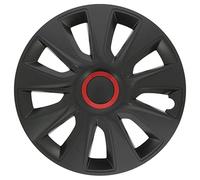 S SUMEX Juego de 4 Tapacubos de 15 Pulgadas Diseño Washington Noir Rouge, Acabado Negro y Rojo ABS Resistente a Fuertes Impactos, Duradero y Fiable con Anillo de sujeción Ajustable