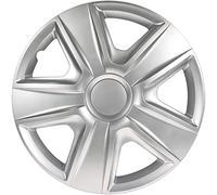 S SUMEX Juego de 4 Tapacubos de 16 Pulgadas Diseño Arkansas Silver, Acabado Cromado y ABS Resistente a Fuertes Impactos, Duradero y Fiable con Anillo de sujeción Ajustable