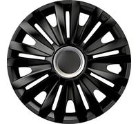 S SUMEX Juego de 4 Tapacubos de 16 Pulgadas Diseño Illinois RC Black, Acabado Negro y ABS Resistente a Fuertes Impactos, Duradero y Fiable con Anillo de sujeción Ajustable