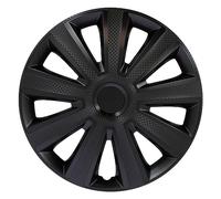 S SUMEX Juego de 4 Tapacubos de 16 Pulgadas Diseño Kentucky Carbon Black, Acabado en Negro y ABS Resistente a Fuertes Impactos, Duradero y Fiable con Anillo de sujeción Ajustable