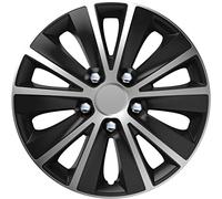 S SUMEX Juego de 4 Tapacubos de 16 Pulgadas Diseño Nebraska Nuts Chrome Silver, Acabados en Cromado y Negro y ABS Resistente a Fuertes Impactos, Duradero y Fiable con Anillo de sujeción Ajustable