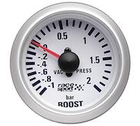 S SUMEX Manómetro Presión Turbo "Race Sport", Diámetro 52 mm, 12V Control Preciso del Turbo Color Blanco