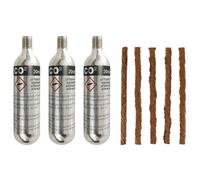 S SUMEX Recambio Mechas y Bombonas de C02 Kit Reparación de Pinchazos Moto y Coche Válido para Todo Tipos de Neumáticos Contiene 5 Mechas y 3 Bombonas de Gas CO2 Reparación de Neumáticos Moto y Coche