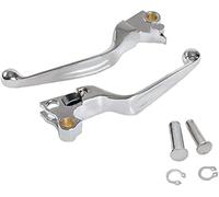 S SYUU Chrome Palancas de embrague del freno de aluminio Compatible con Harley Davidson Dyna Softail Fat Boy Low Rider 2004-2012
