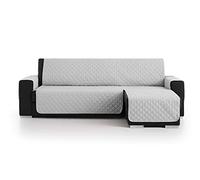 S & T Funda Cubre Sofá Chaise Longue Acolchado Antiácaros Protector Manchas Fabricado en España Poliéster 100% (Chaise Longue 280, Gris Claro)