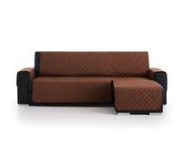 S & T Funda Cubre Sofá Chaise Longue Acolchado Antiácaros Protector Manchas Fabricado en España Poliéster 100% (Chaise Longue 240, Marrón)