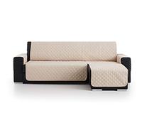 S & T Funda Cubre Sofá Chaise Longue Acolchado Antiácaros Protector Manchas Fabricado en España Poliéster 100% (Chaise Longue 240, Beige)