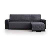 S & T Funda Cubre Sofá Chaise Longue Acolchado Antiácaros Protector Manchas Fabricado en España Poliéster 100% Gris Oscuro 240 CM