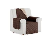 S & T Funda Cubre Sofá Reversible. Protector de Sofá Acolchado Antiácaros Fabricado en España Poliéster 100% (1 Plaza/Relax, Marrón)