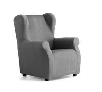 S & T Funda Sillón Orejero Elástico Gris Alma - Funda Sillon Orejero Reversible Tejido Jacquard Tacto Algodon - Protege tu Sillón de Manera Elegante con Máxima Protección y Adaptabilidad