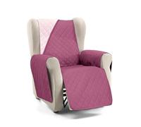 S & T Funda Sillon Relax Funda Sofa 1 Plaza Berenjena - Funda Sillon Orejero - Protector Sillon Relax Acolchado y Reversible Antiácaros Cubre Sillon 100% Poliéster Fabricado en España