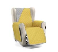 S & T Funda Sillon Relax Funda Sofa 1 Plaza Mostaza - Funda Sillon Orejero - Protector Sillon Relax Acolchado y Reversible Antiácaros Cubre Sillon 100% Poliéster Fabricado en España