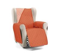 S & T Funda Sillon Relax Funda Sofa 1 Plaza Teja - Funda Sillon Orejero - Protector Sillon Relax Acolchado y Reversible Antiácaros Cubre Sillon 100% Poliéster Fabricado en España