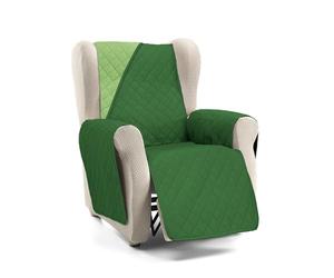 S & T Funda Sillon Relax Funda Sofa 1 Plaza Verde Oliva - Funda Sillon Orejero - Protector Sillon Relax Acolchado y Reversible Antiácaros Cubre Sillon 100% Poliéster Fabricado en España
