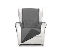 S & T Funda Sofá 1 Plaza/Sillon Relax Antracita/Negro - Cubre Sofa Acolchado Reversible Mont - Protector Sofá Antiacaros - 100% Poliester Fabricado en España