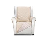 S & T Funda Sofá 1 Plaza/Sillon Relax Beige/Lino - Cubre Sofa Acolchado Reversible Mont - Protector Sofá Antiacaros - 100% Poliester Fabricado en España
