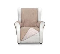 S & T Funda Sofá 1 Plaza/Sillon Relax Cuero/Lino - Cubre Sofa Acolchado Reversible Mont - Protector Sofá Antiacaros - 100% Poliester Fabricado en España