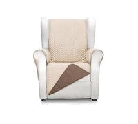 S & T Funda Sofá 1 Plaza/Sillon Relax Marrón/Beige - Cubre Sofa Acolchado Reversible Mont - Protector Sofá Antiacaros - 100% Poliester Fabricado en España