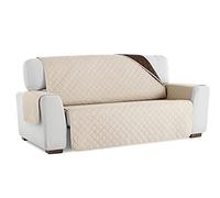 S & T Funda Sofa 2 Plazas Beige - Cubre Sofa 2 Plazas Reversible - Funda Protector Sofa Acolchado Antiácaros 100% Poliéster Fabricado en España