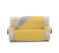 S & T Funda Sofa 2 Plazas Mostaza - Cubre Sofa 2 Plazas Reversible - Funda Sofá Protector Sofa Acolchado Antiácaros 100% Poliéster Fabricado en España