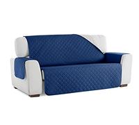 S & T Funda Sofa 4 Plazas Azul - Cubre Sofa 4 Plazas Reversible - Funda Protector Sofa Acolchado Antiácaros 100% Poliéster Fabricado en España