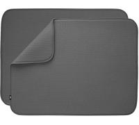 S&T INC. Tapete de secado de platos para cocina, absorbente, reversible XL, de microfibra, 18 x 24 pulgadas, gris carbón, paquete de 2