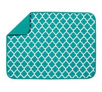 S&T INC. XL Dish Drying Mat Alfombrilla de Secado de Platos, Poliéster, Enrejado Verde Azulado, 45.7L x 61W cm