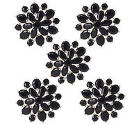 S-TROUBLE 5 Piezas 21 mm Botones Negros en Forma de Flor de Diamantes de imitación con Adornos de joyería de Bucle de Metal para Manualidades DIY Accesorios de decoración de Prendas de Vestir