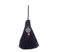S-TROUBLE Mini Escoba de Bruja con Colgante de Cristal Wicca Altar Broomstick Halloween Car Charm