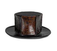 S-TROUBLE Retro Plague Doctor Hat Cuero de PU Negro Top Plano Bruja Sombrero mágico Halloween Prop