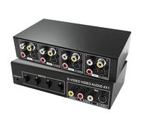 S-Video + AV RCA Switch 4 in 1 Out Composite Video L/R Stereo Convertidor | 3,5 mm Jack Salida 4-Way S-Video SVHS + AV L/R Switcher Selector Box para PC Portátil HDTV DVD STB VHS VCR Cámara