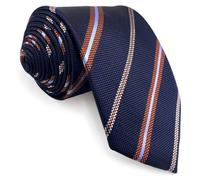 S&W SHLAX&WING Corbata para hombre a rayas azul espacial oscuro rayas naranjas tejido formal de negocios tamaño clásico 147cm×8cm