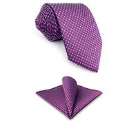 S&W SHLAX&WING Corbatas para Hombre Dotty Purple con Blue Dots Tie Set con Pocket Square Extra Long 160cm